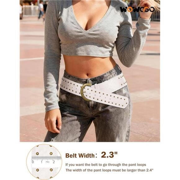 Wide Chunky Leather Belts for Women 2.3\